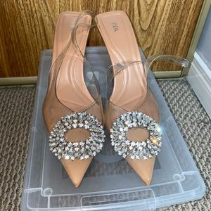 Embellished vinyl heels